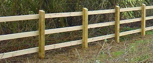 Sawn Post & Nailed 3 Rail Fencing